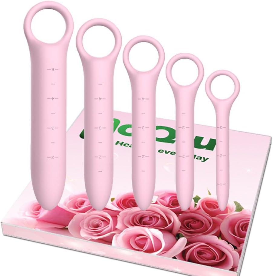 Silicone Dilators for Pelvic Floor for Women with Fine Scales, 5-Pack Pink with Storage Bag, Pelvic Wand Massager, Pelvic Floor Muscle Trainer, Pelvic Floor Strengthening Device