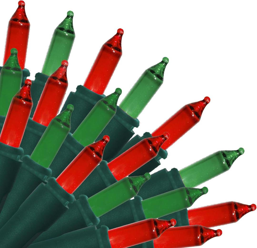 Brite Star 150 Count 8-Function Chasing Light Set - Outdoor String Lights with Twinkling, Flashing, and Steady On Modes - Ideal for Christmas Tree and Outdoor Christmas Decorations, Red/Green