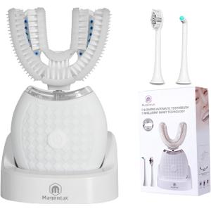 Electric U Shaped Toothbrush for Adult,360 Degree Automatic Cleaning, Ultrasonic Tooth Brush has 23760 Nylon Bristles and 3 Modes Standard, Fast, Ultra Fast(White)