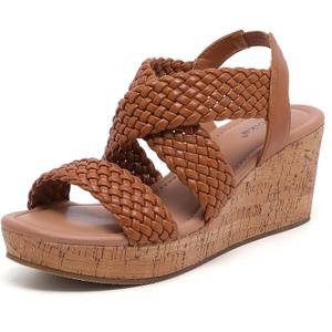 Luoika Wide Width Wedge Sandals for Women - Comfortable Platform Heel with Adjustable Ankle Strap, Open Toe Summer Casual Shoes, 10 X-wide