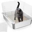 Upgraded Cat Litter Box Pee Shields, High Sided Litter Box Splash Guard, Strong Adhesion Easy Cleaning for Open Top Litter Pan 14.5710.63in (4Pcs)- with 72Pcs Replacement Stickers