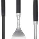Weber Precision 3Piece Grilling Tool Set Stainless Steel Tongs, Spatula & Silicone Basting Brush with NonSlip Handles and HandsFree Locking