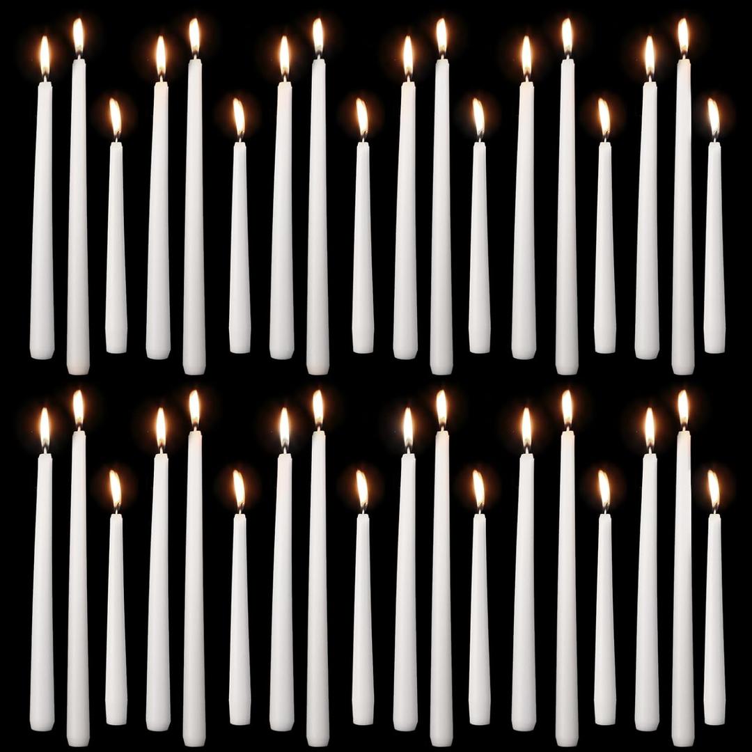 MTLEE Taper Candles 8/10/12 Multi Height Unscented Taper Candles 8 Burn Hours for Dinner Decorative Home Decoration Fall Thanksgiving Wedding Party Candlesticks(White,36)