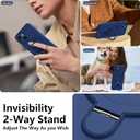 Magnetic Stand for iPhone 15 Plus Case, Liquid Silicone Case, [Compatible with MagSafe][Built-in Kickstand&Ring Holder] Anti-Scratch Soft Microfiber Lining, Midnight Blue