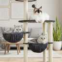 Small Cat Tree Tower with Lots of Scratching Posts - 42 Inch Medium Compact Cats Scratch House with Hammock Perch for Multi Level 2 Kitty - Indoor Corner Cat Bed Condo Climbing Gym Towers Furniture