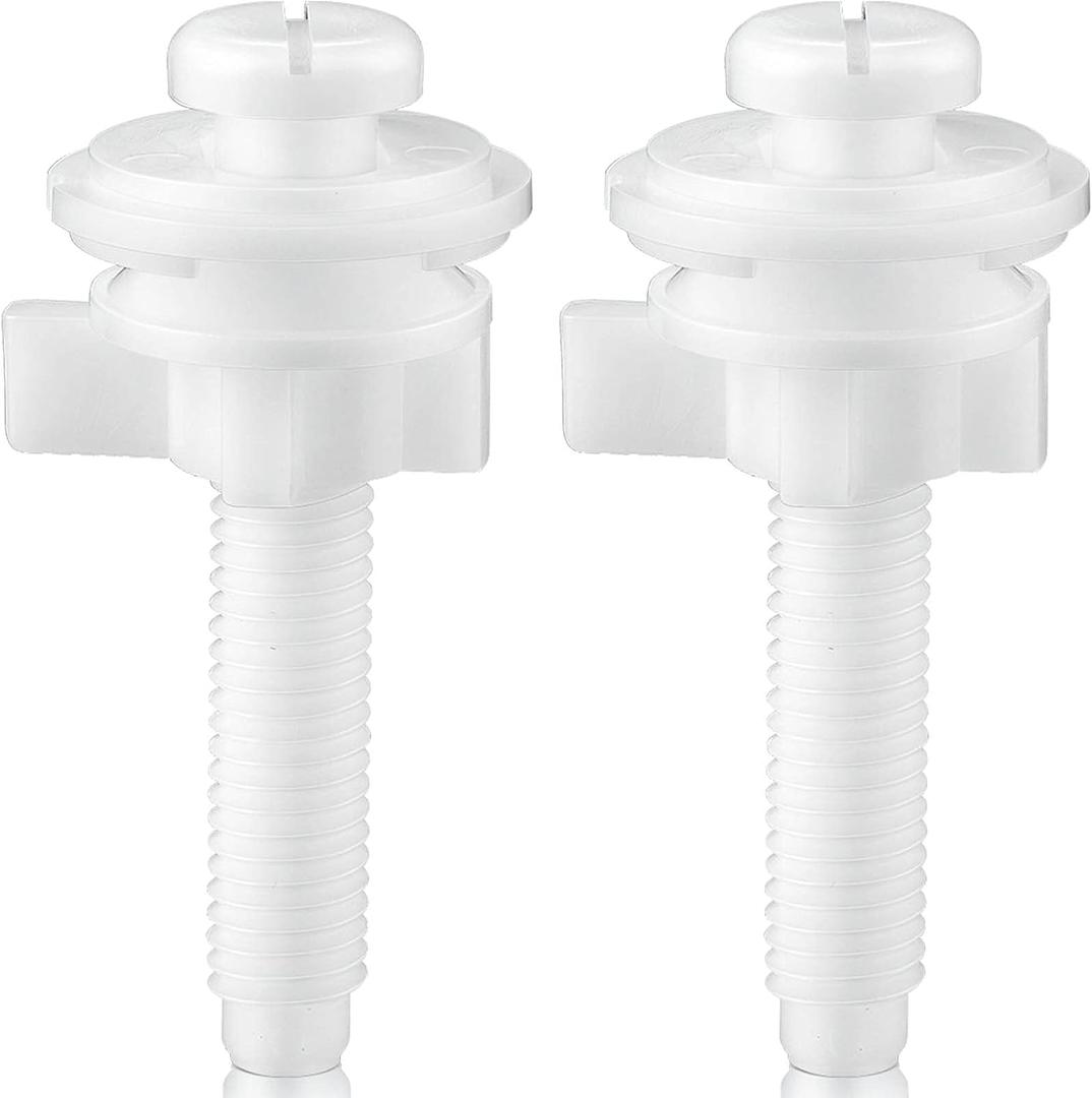Jetec 2 Pieces Toilet Seat Screws Replacement Kit Plastic Bolts with Plastic Nuts and Washers Parts Kit for Fixing the Top Toilet Seat, White