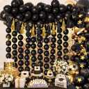 Meanplan 100 Pcs Link Balloon Quick Linking Latex Connected Balloons Linkable for Easter Wedding Independence Day Birthday Party Decoration(10 Inch,Black)