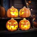 Pumpkin Lights, Jack Lantern Halloween Ornaments, Holiday Lights for Indoor Or Outdoor Decors Halloween Party Decoration - 4 (2-Orange-4)