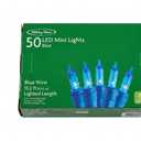 50 LED mini Lights Blue, Blue Wire 13.2 ft