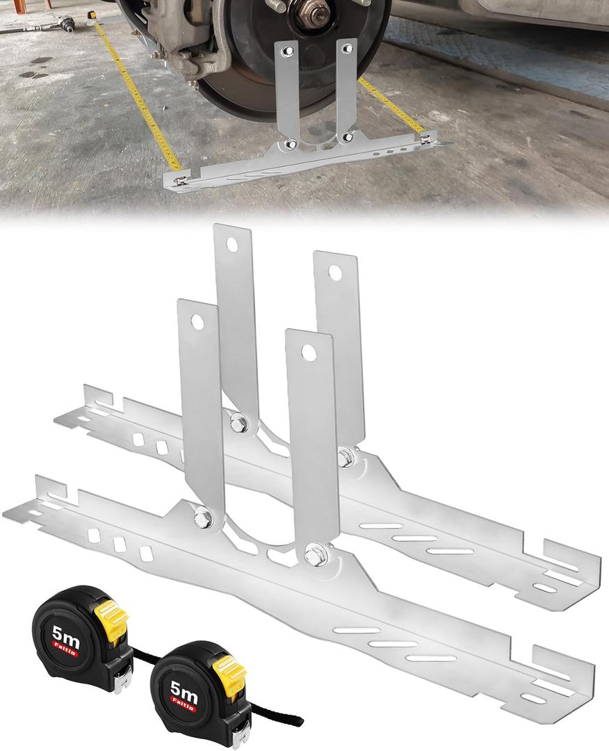 Upgraded Wheel Alignment Tool Kit, Toe Alignment Tool Plates with Extension Arms, Heavy Duty Front End Alignment Tool for Cars, Fast Precise DIY Toe Alignment at Home, Fits Lower Calipers, Silver