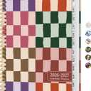 Planner 2026-2027, Academic Year Monthly and Weekly Calendar Planner, Jul 2026 - Jun 2027, Hardcover Teacher Student Planning Agenda book with Tabs, Perfect for School Office Supplies, 6.3" x 8.5" - Checkered