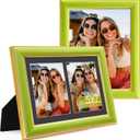 8.5x11 Velvet Picture Frame with 2 Openings 5x7 Pictures, HD Real Glass Light Green Velvet Photo Frame with Black White Border Mat, Gold Border Horizontal & Vertical Display for Tabletop or Wall Decor (2 Pack)