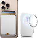 Stronger Magnetic Wallet for iPhone 17/16/15/14/13/12 Series & for MagSafe Cases | N52 Magnet RFID Blocking Leather Magnetic Card Holder with Powerful Magnets | Holds 3 Cards | White