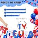 Seenelling Pre Strung Party in the USA Banner Red Blue White 4th of July Sign Happy American 4th of July Decorations Independence Day Party Favors Patriotic Supplies