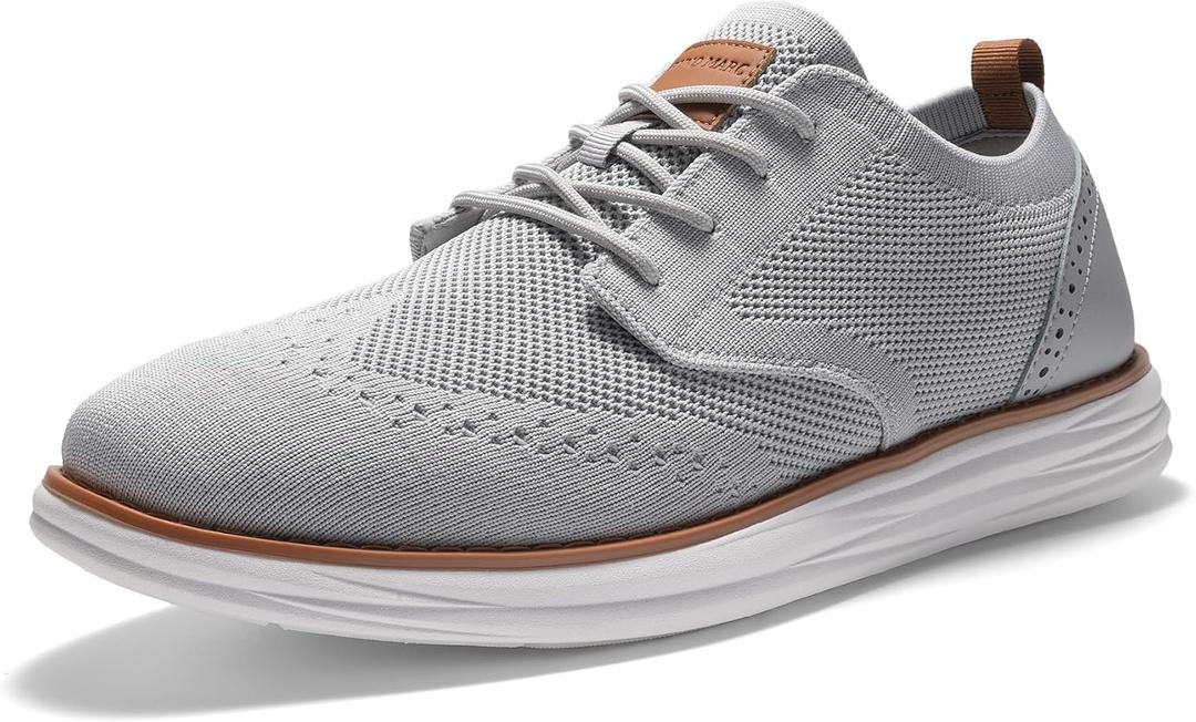 Bruno Marc Men's KnitFlex Craft Mesh Oxfords Sneakers Casual Dress Lace-Up Lightweight Walking Shoes, Size 9, Grey, SBOX2406M