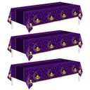 Childom 3 Pack Ramadan Table Cloth,Ramadan Decorations for Home,54" x 108" Eid Mubarak Decorations,Eid Ramadan Tablecloth Rectangular,Purple Plastic Table Cloth Disposable Table Cover for Party Favors