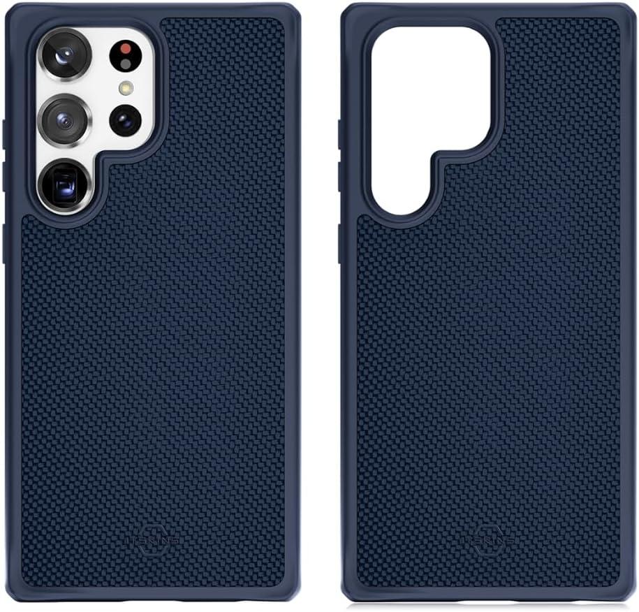 ITSKINS Ballistic R // Nylon Protective Phone Case for Samsung Galaxy S23 Ultra, Lightweight, Non-Slip Heavy Duty Shockproof Cover Military Phone Case - Dark Blue