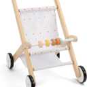 Freniland Wooden Baby Doll Stroller, Toddler Push Walker Toy, Doll Push Cart for Boys & Girls, Learning to Walk & Pretend Play Toy 18M+