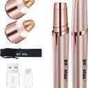 Eyebrow Trimmer for Women, Rechargeable Eyebrow Hair Remover, Painless Electric Razor with 2 x Replacement Heads, Eye Brow and Face Epilator Hair Removal (Rose Gold)