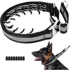 Mayerzon Martingale No Pull Collar for Large Medium Dogs, Patented Dog Walking Training Collar for Pulling, 1.5'' Wide Alloy Buckle, Neoprene Padded, Adjustable, Reflective, Easy to Use (Black, M)