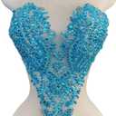 Zbroh Handmade Bodice Rhinestones Applique Sewing Glass Beads Stones Crystal Trim Lace Patches for Dress Clothing Accessories 13X18inches (Sky Blue)