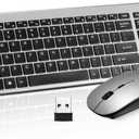 Wireless Keyboard and Mouse Combo, Compact Quiet Wireless Keyboard and Mouse Set 2.4G Ultra-Thin Sleek Design for Windows, Computer, Desktop, PC, Notebook, Laptop-Grey