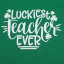 Luckiest Teacher Ever Shirt Women St Patricks Day T-Shirt Funny Teacher Gift Tee Causal Short Sleeve Tops (Green, L)