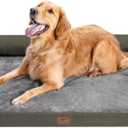 Large Dog Bed Orthopedic Washable - Removable Waterproof Cover Bed Pet - Large Big Dogs - Memory Foam - Couch Sofa with Removable Bolster - Dark Green Dog Bed (36.0"L x 27.0"W x 7.0"Th)