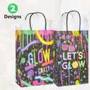 2 x DjinnGlory 36 Pack Small-Size Black Paper Gift Bags with Handles (Let's Glow Party) and 36 White Tissue Paper for Themed Birthday Parties, 9x5.5x3.15 Inch