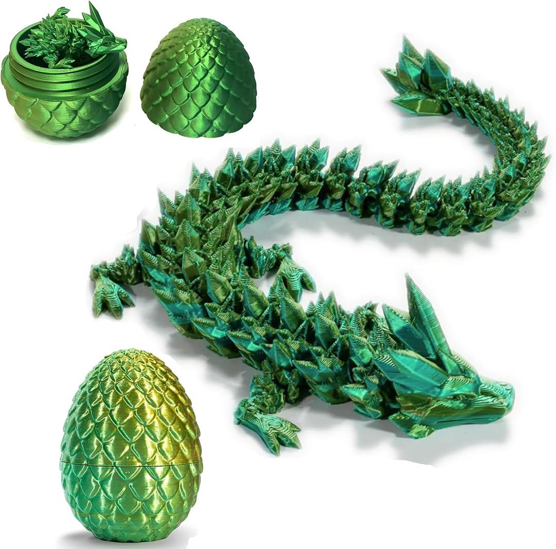3D Printed Dragon Egg,Mystery Crystal Dragon Fidget Toys,Articulated Dragon,Home Desk Decor Easter Surprise Dinosaur Eggs,Adults Fidget Toys for Autism/ADHD (Yellow.8)