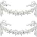 Roowest 2 Pcs Bow Carved Appliques Onlays White PVC Appliques for Furniture Decorative 3D Roses Carved Onlay DIY Decorative for Cabinet Dresser Bed Door Wall Wardrobe Ceiling