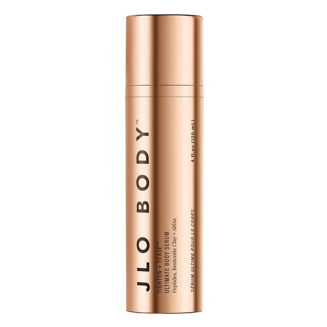 JLO BEAUTY Tighten + Tease Ultimate Body Serum, Enriched with Bentonite Clay, Peptides, AHAs, Heptapeptide-7, Body Moisturizer for Hydration, Body Health, Supports Even Skin Tone & Texture, 4.06 Oz