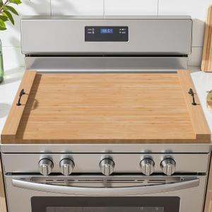 Gas Stove Top Cover: Bamboo 30 * 22 Inches Electric Stovetop Covers, Noodle Board with Handles, Wood RV Cutting Board for Kitchen Counter, 31.5 x 22.75 inches