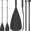 2 Set of 3 Pieces Sup Paddle Board Paddle Kayak Adjustable Stand up Oar Aluminum Alloy Lightweight Replacement Paddleboard Detachable Aluminum Alloy Shaft for Surfing Fishing (Black)