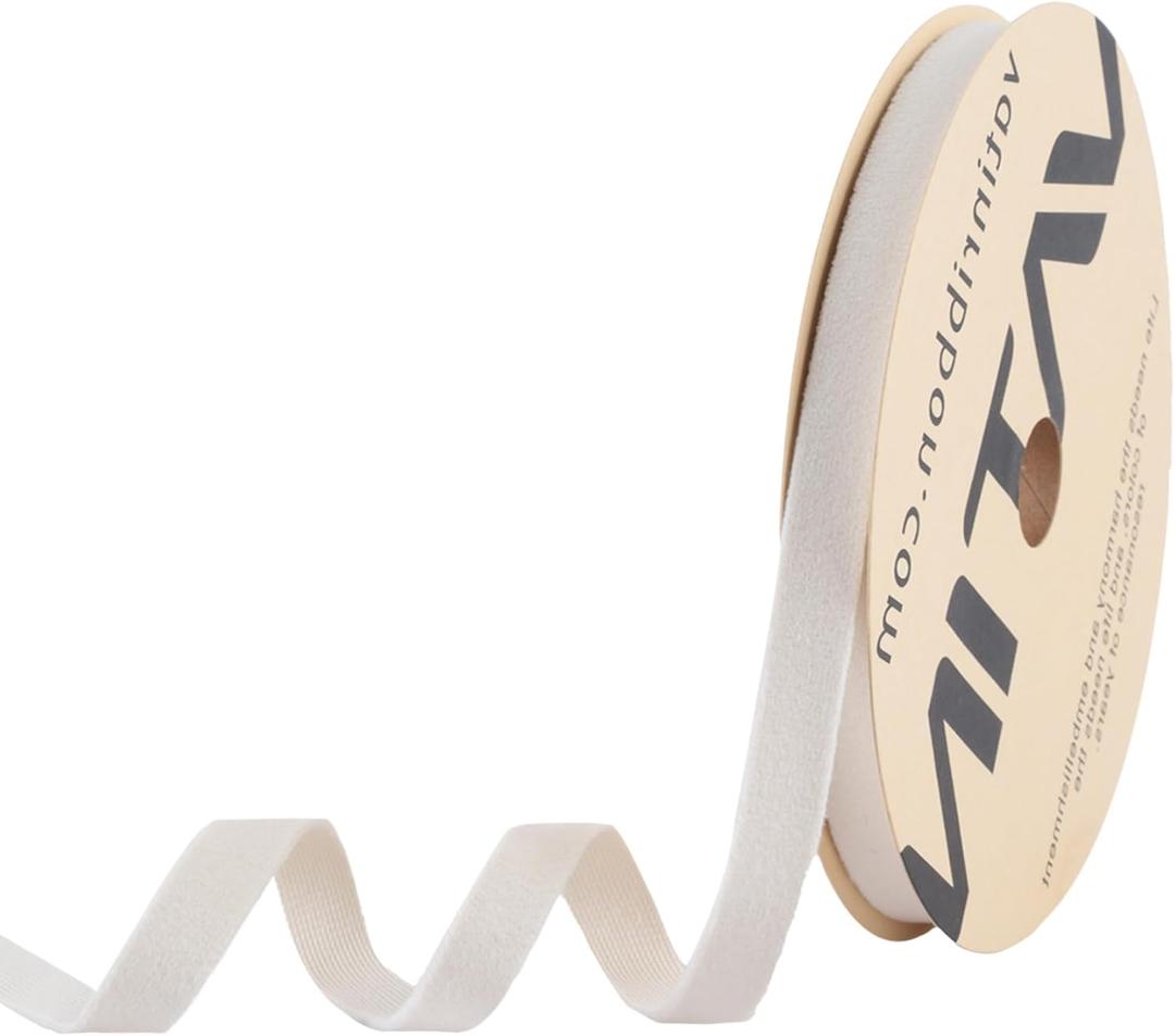 VATIN Ivory Velvet Ribbon 3/8 inches Continuous 20-Yards Spool Use for Gift Wrapping, Handmade Craft Ornaments Bow Making, Christmas Tree Ornaments Wreath Decoration Wedding Boutonnieres