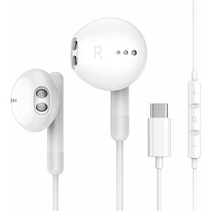USB C Headphones for iPhone 17 16 15 Pro Max Plus iPad Pro USB C Earphones with Microphone Volume Control USB C Wired Earbuds USB Type C Earphone for Google Pixel 8 Samsung S25 S24 S23 S22 S21 S20 A55