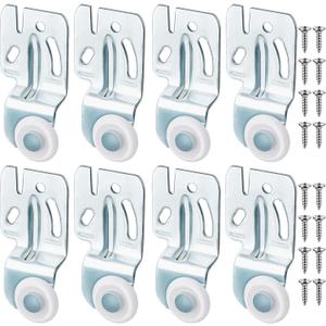 Blulu 8 Pcs Sliding Closet Door Roller Kit Wardrobe Wheels Hardware for Top Hung Bypass 3/4" to 1-3/8 Inch Thick Kitchen Doors