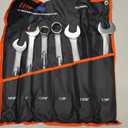 Hitork 6-Piece Large SAE Wrench Set, 12-Point Box End, Drop Forged Chrome-Plated Cr-V Steel, 15 Offset, Polished, Roll Pouch Included Sizes 15/16 to 1-1/4