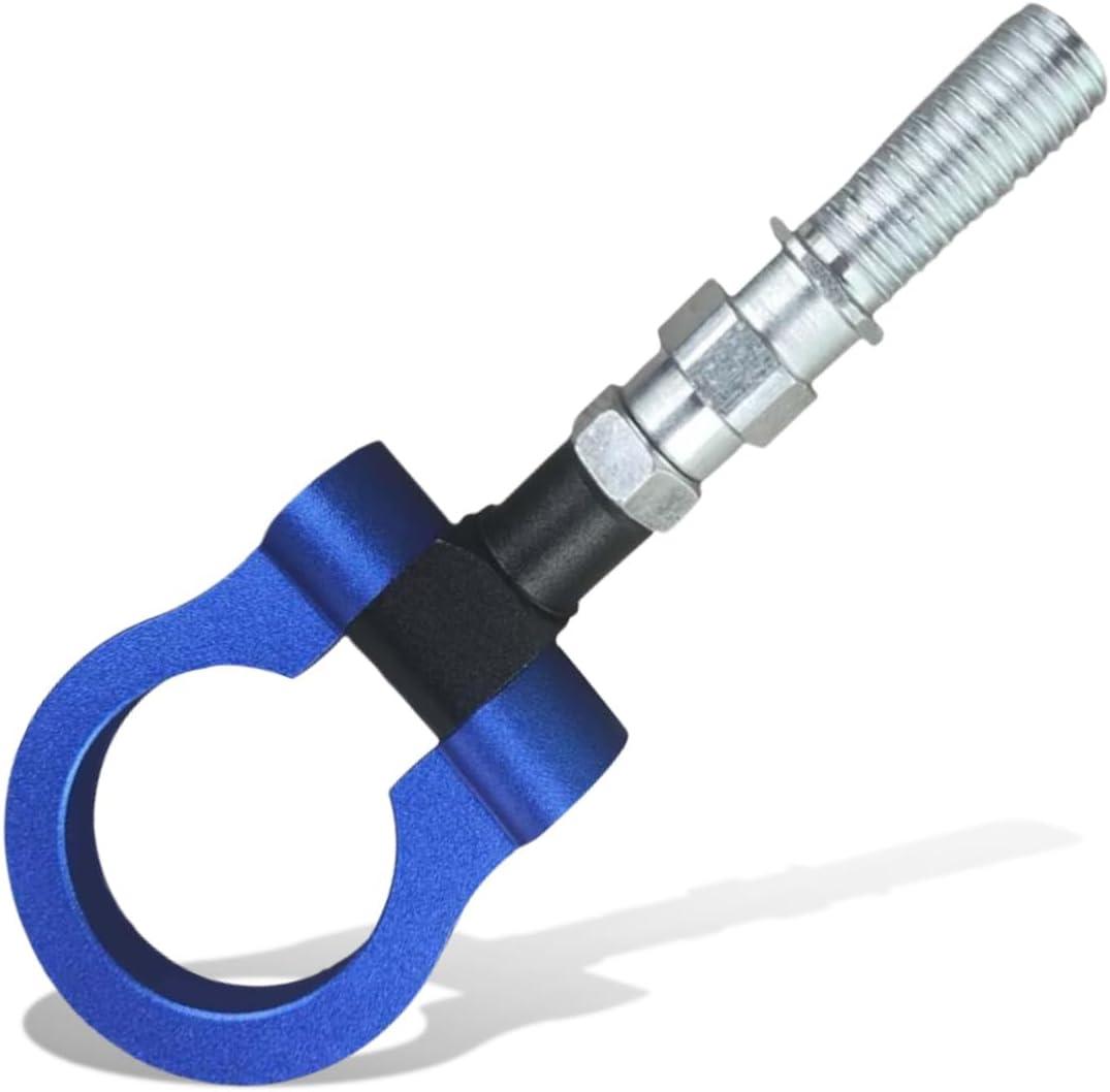 Car Front Bumper Tow Hook, Trailer Grappling Hook with Screw-in Design, Waterproof Bumper Pull Ring Decoration, Foldable Vehicle Exterior Accessory for Truck SUV-Only for Decoration (Blue)