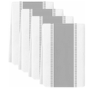 LooPoP Kitchen Towels Set of 4 Grey Stripe Dish Towels and Dishcloths Sets Decorative Tea Towel Farmhouse Absorbent Hand Towels for Kitchen Bathroom Drying Cleaning Home Decor