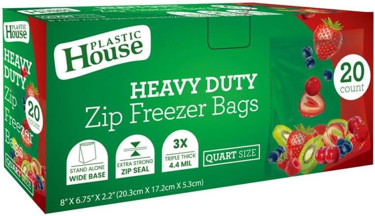 Zip HD Freezer Bags Quart Size, 20 Count, Case of 480 (24 packs x 20)