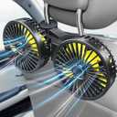 Poraxy Car Fans for Backseat Kids, Dual Head Car Fans that Blow Cold Air, Cooling USB Back Seat 3 Speed 360 Degree Rotatable Headrest Fan, Adjustable Clip Vehicles Rear Seat Air Fan for Sedan SUV RV
