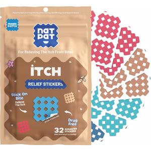NATPAT Magic Patch Itch Relief Stickers - Insect Bite Patch for Mosquitos, Ticks, Midges, Sandflies, and Bed Bug Bites - Buzzpatch - 32 Count