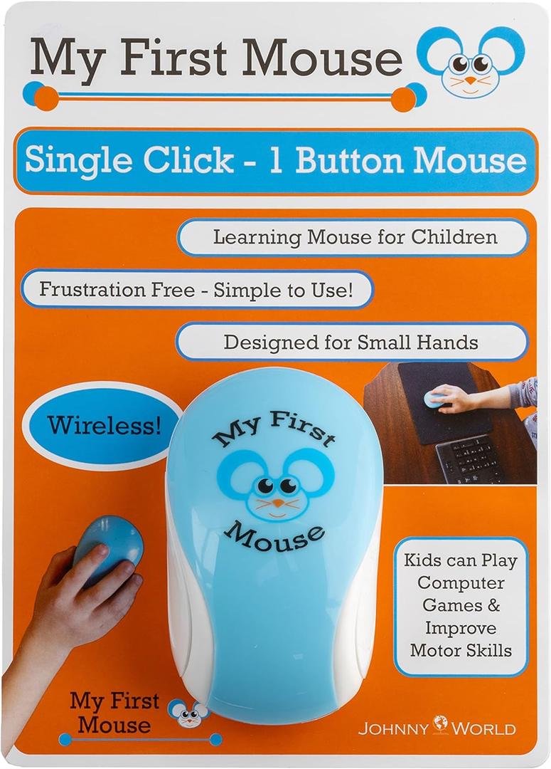 My First Wireless Mouse - Single Click, One Button, Designed for Small Hands and Early Learners. Perfect for Educational Computer Games