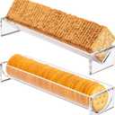 2PCS Cracker Tray Clear for Serving, Acrylic Biscuit Stand Macaron Display Tray, Rectangular Food Display Server Holder for Countertop in Home, Wedding, Party (2PCS Clear)
