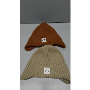 FURTALK Baby Beanie Winter Warm Hats Fleece Lined with Earflap Cute Knit Boys Girls Infant Toddler Kids Hat Brown+Khaki,2-6 Years