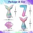 Mermaid Birthday Decorations for Girls Age 3-7, Purple Blue Pink Mermaid Theme Party Supplies with Large Shell Foil Balloons, Banner, Heart and Star Balloons for Kids Baby Shower (7th)