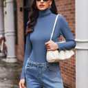 Ekouaer Women's 3 Pack Turtleneck Long Sleeve Shirts Slim Fit Thermal Underwear Tops Lightweight Pullover Tees (M)
