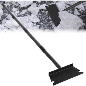 Garden Shovel, Floor Scraper, Ice Scraper, 59 Inch Adjustable Heavy Duty Snow Scraper Long Handle, Garden Flat Shovel for Lawn Edging Weeding Digging Snow Removal and Ice Scraping (Black)