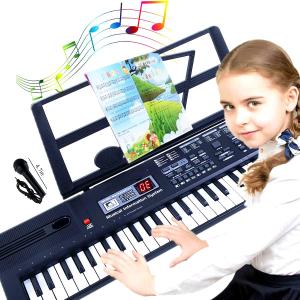 SEMART Keyboard Piano Digital Electric Piano Portable Electronic Music Keyboard 61 Key Toy for Kids Beginner Children Toddler Musical Instruments w/Microphone Stand USB Christmas Birthday Gift, 26inch *7.5inch *2.2inch
